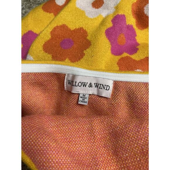 Willow & Wind Bohemian Hippie Floral Yellow Pink Dress Halter Sweater Medium - Picture 4 of 9